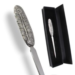 Tagliacarte Penna Pavone, in peltro e acciaio inox