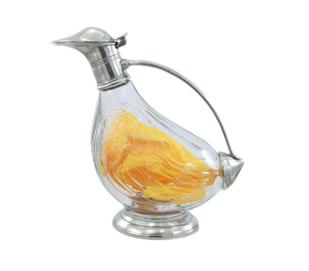 Bottiglia Decanter "Papera" in Vetro e Peltro Artigianale – 750 ml