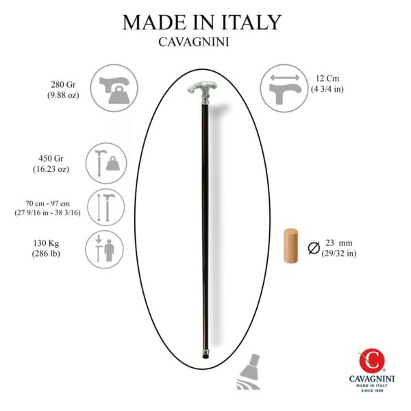 bASTNE MISURE OVALE CON LEGNO Runder, quadratischer Spazierstock